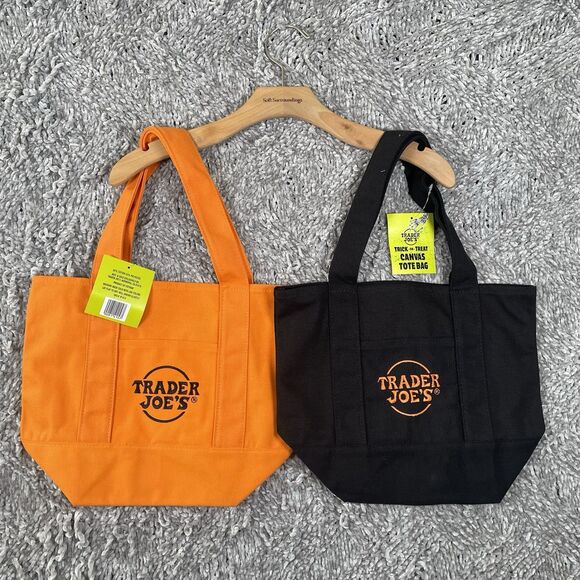 Trader Joe'S Other - Trader Joes Limited Edition Halloween Mini Tote Bag Bundle Of Two Black/Orange